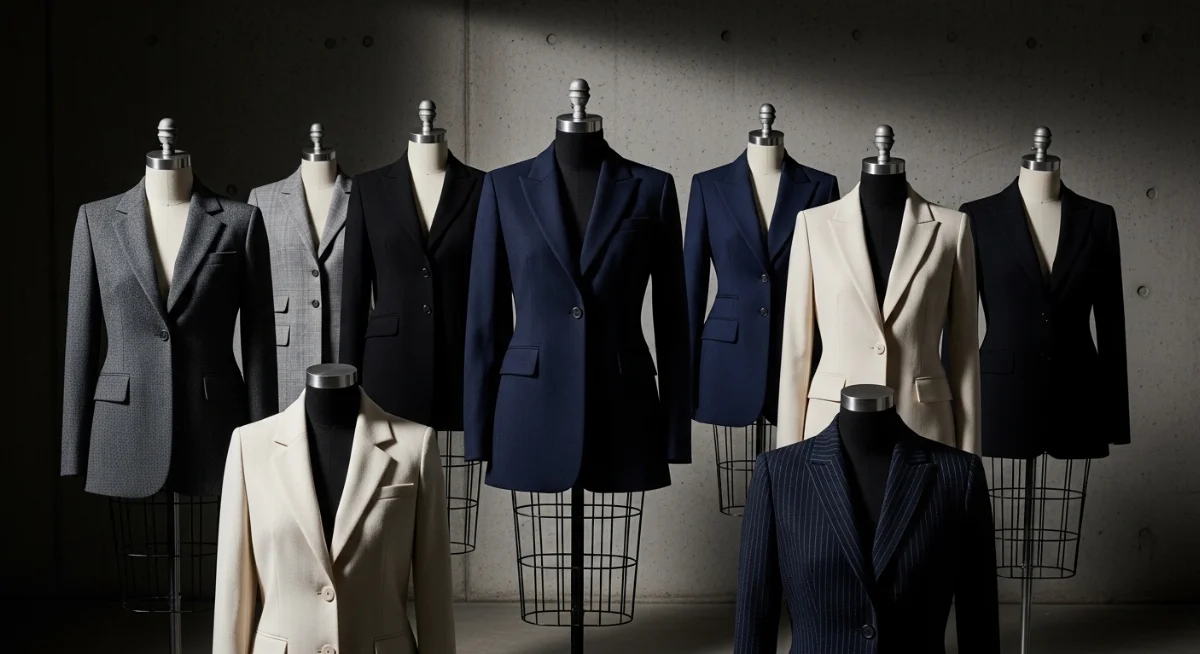 Một cô gái tự tin trong áo vest nữ công sở màu xanh navy