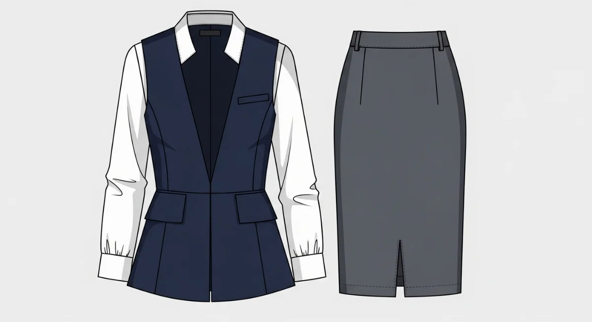 Nữ doanh nhân phối vest nữ màu xanh navy cùng quần ống rộng hiện đại